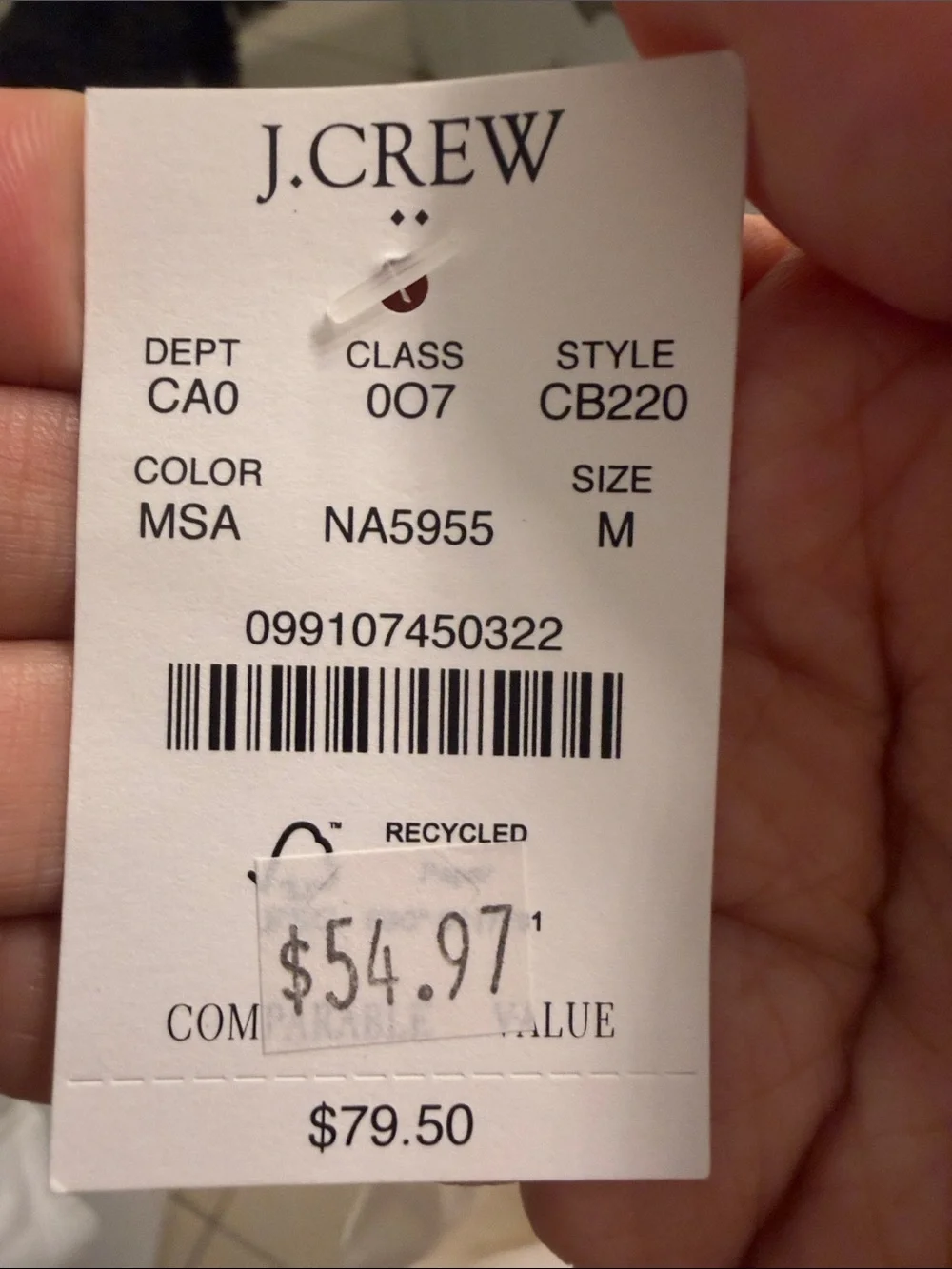 J. Crew Cream V-Neck Long Sleeve Blouse